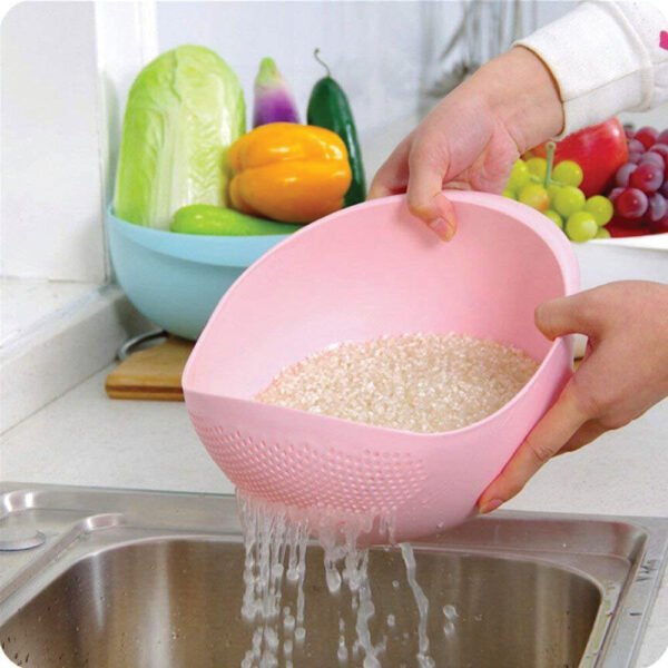 Kitchen Plastic big Rice Bowl Strainer Perfect Size for Storing and Straining - Image 3