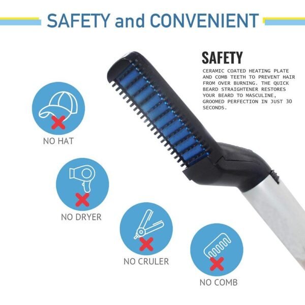 Men's Beard and Hair Curling Straightener (Modelling Comb) - Image 4