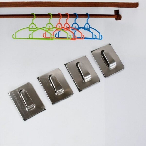 Self- Adhesive Hooks, Heavy Duty Wall Hooks Hangers Stainless Steel Waterproof - Image 3