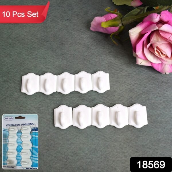 Small Adhesive Hooks for Wall Hanging Adhesive Hooks (10 pcs Set) - Image 2