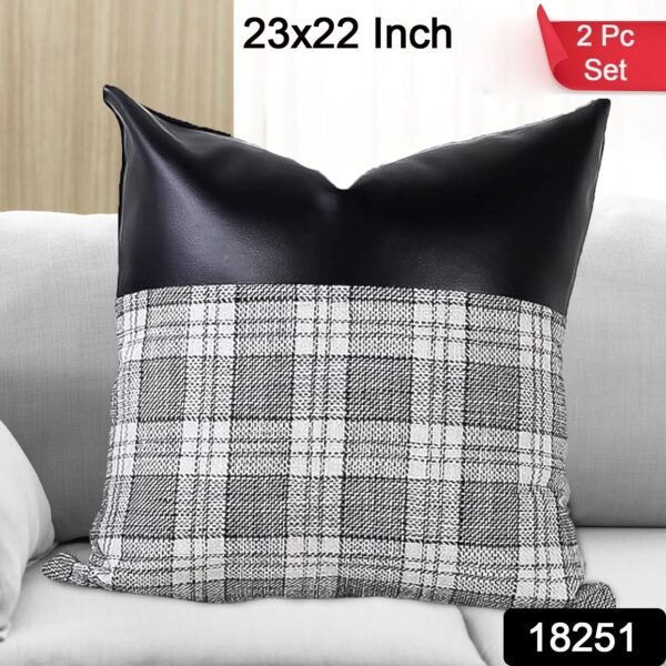 Pillow Covers Cushion Cases Soft Leather and Cotton (23  x  22 Inch / 1 Pair / - Image 2