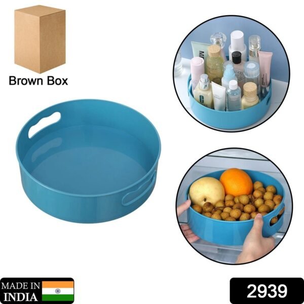 360? Rotating Kitchen Organizer Trolley for Storage - Turntable Tray with Brown - Image 2