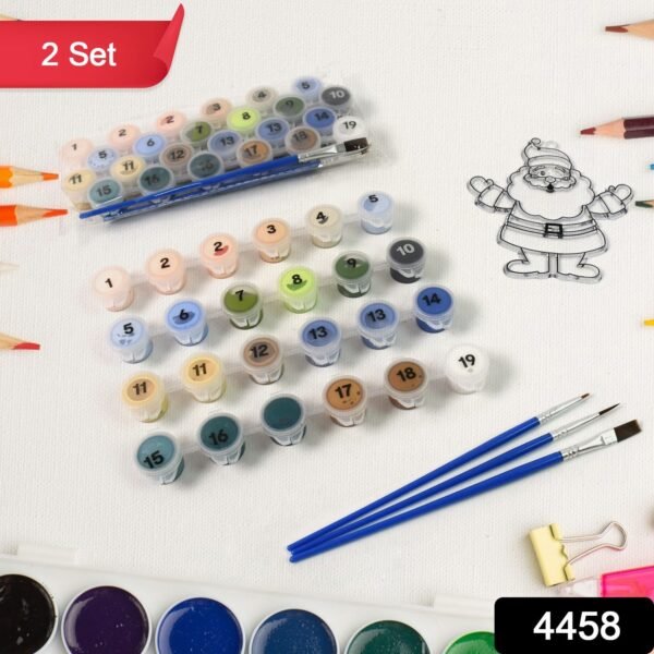 Paint by Number Kits 2 Set 19 Number Color, 6 paint brushes (2 Set) - Image 2