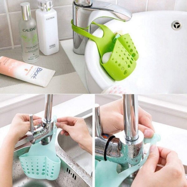 Adjustable Kitchen Bathroom Water Drainage Plastic Basket / Bag with Faucet - Image 3