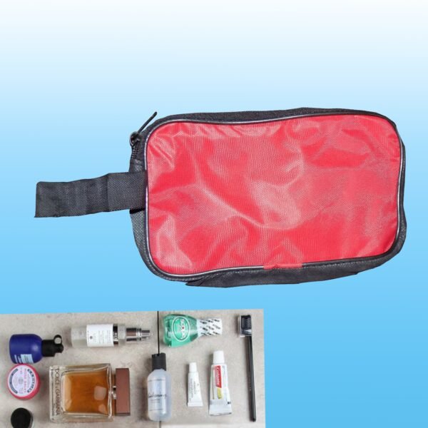 Portable Travel Hand Pouch / Shaving Kit Bag for Multipurpose Use (Red) - Image 3
