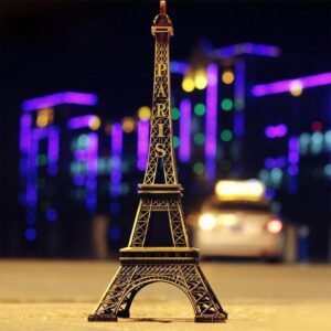Antique 3D Eiffel Tower Statue - Metal Paris Landmark Decorative Showpiece for