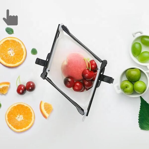 Reusable Silicone Food Storage Bag Set Leakproof Lock Reusable Flat Bottom