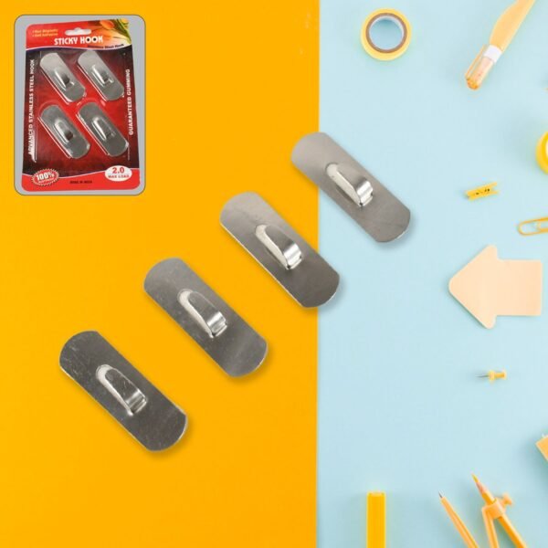 Self- Adhesive Hooks, Heavy Duty Wall Hooks Hangers Stainless Steel Waterproof - Image 4