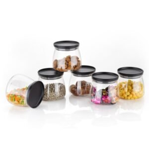 Matka Shaped Jar with Air Tight & Leak Proof Lid (Multicolour) (Set of 6)
