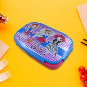 Cartoon Printed Plastic Lunch Box With Inside Small Box & Spoon for Kids, Air
