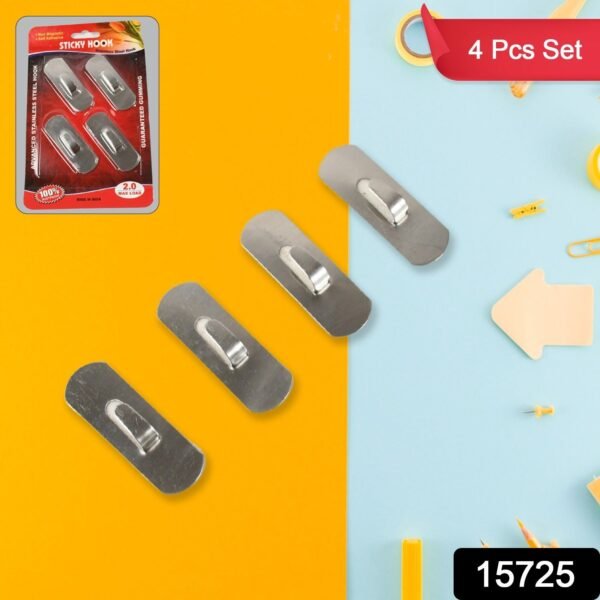Self- Adhesive Hooks, Heavy Duty Wall Hooks Hangers Stainless Steel Waterproof - Image 2