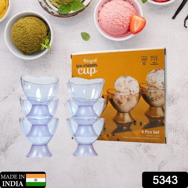 MODERN STYLE DESSERT & ICE CREAM BOWL PLASTIC 6PCS FOR HOME ,OFFICE,PARTY - Image 2