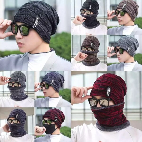 Ultra Soft Unisex Woolen Beanie Cap Plus Muffler Scarf - Image 3