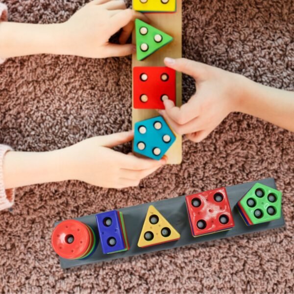 Geometric Brick with box- 5 Angle Matching Column Blocks for Kids - Preschool - Image 3