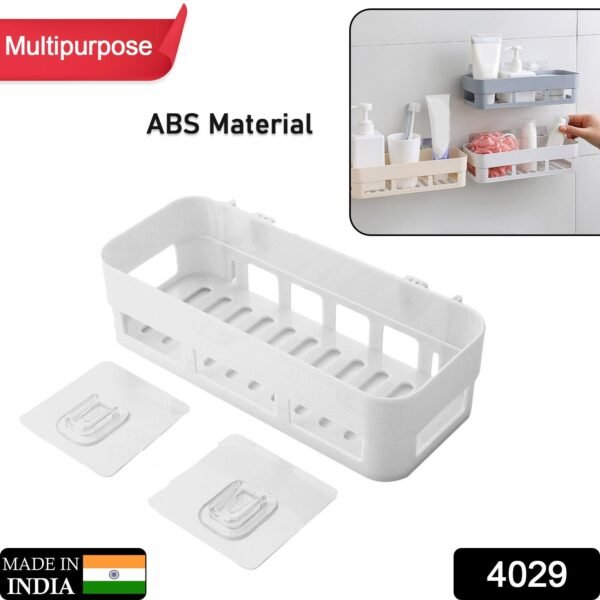 ABS Plastic Shower Corner Caddy Basket Shelf Rack with Wall Mounted Suction Cup - Image 2
