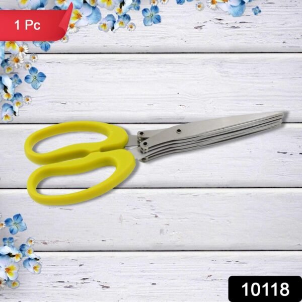 Multifunction Vegetable Stainless Steel Herbs Scissor with 5 Blades (1 Pc) - Image 2