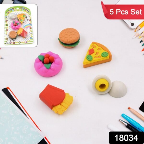3D Food Shape Fancy & Stylish Colorful Erasers, Mini Eraser Creative Cute - Image 2