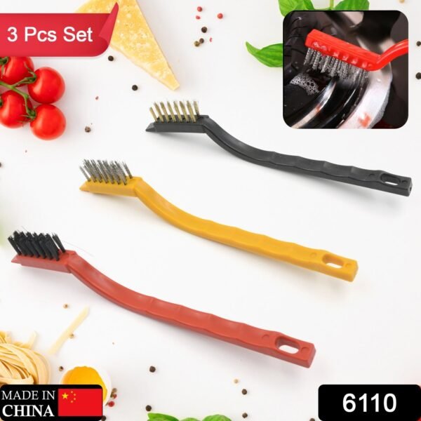 Mini Wire Brush Set - Brass, Nylon, Steel for Cleaning & Rust Removal (3 Pcs - Image 2