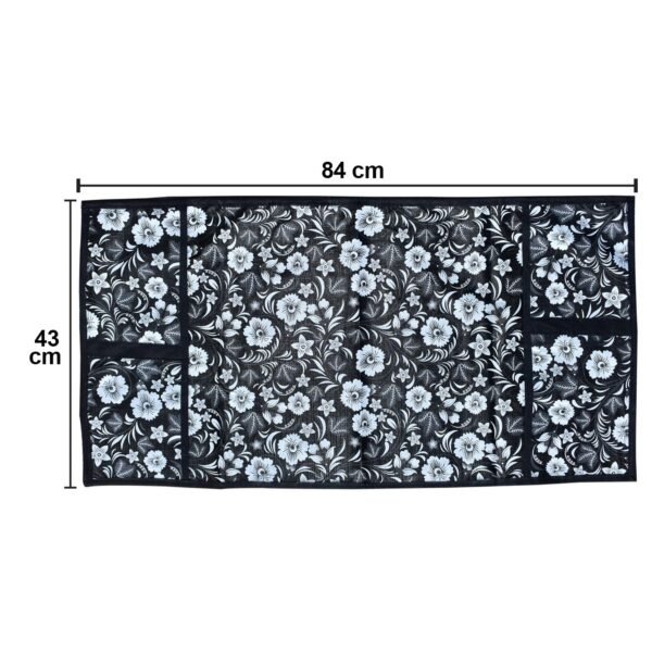 Microwave/Oven Top Cover with 4 Utility Pockets (Mix Design) - Image 5