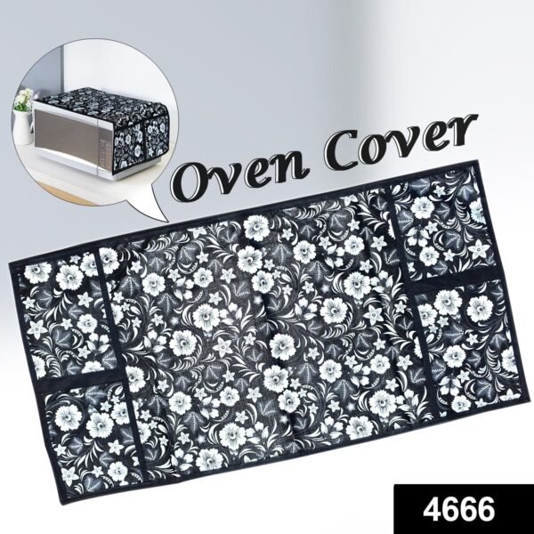Microwave/Oven Top Cover with 4 Utility Pockets (Mix Design) - Image 2