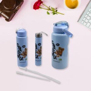 Plastic Water Bottle Set ? BPA-Free, Leak-Proof, Cartoon Design for Kids & Gym