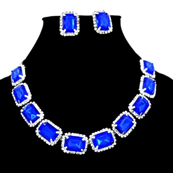 Diamond Necklace and Earrings Set (1 Set / Mix Color) - Image 5