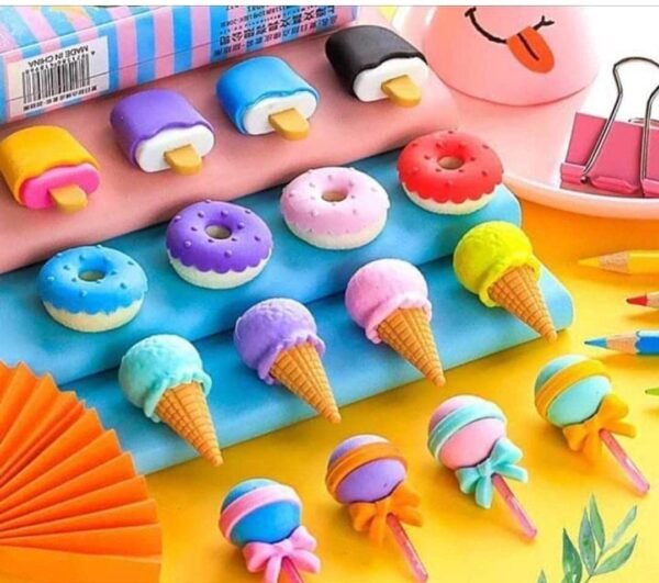 Cone, Donut & Lollipop Eraser Set for Kids? School Gifts (1 Set 4 Pc, Themed) - Image 5