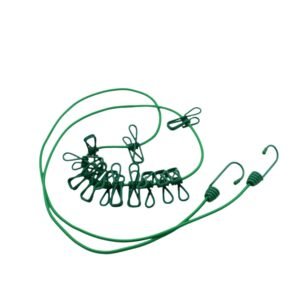 Elastic Cloth Drying Rope with 12 Metal Clip Portable Clothes line For Home &