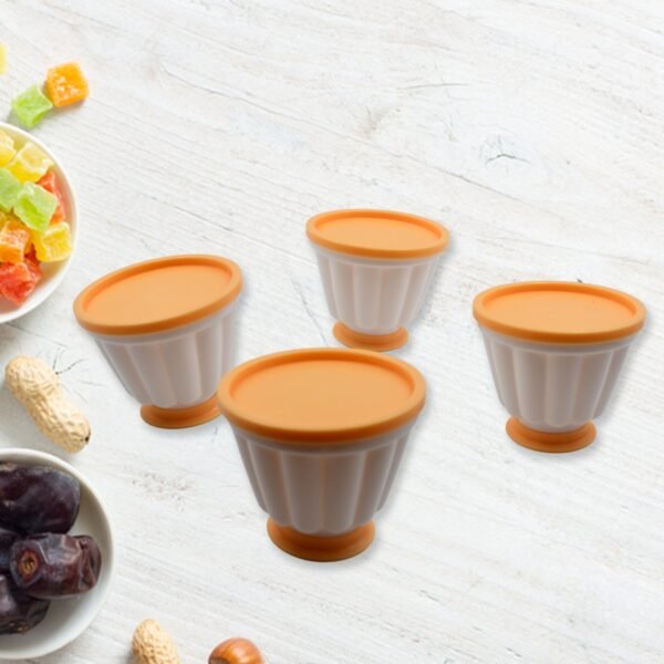 Pudding Molds, Custard Mold, Mold for Jelly Ice creams, Set of 4 Cups with Lid - Image 2