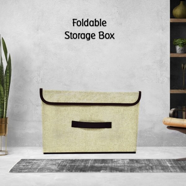 Foldable Cotton Linen Storage Box ? Multi-Room Organizer with Lid & Handles - Image 3