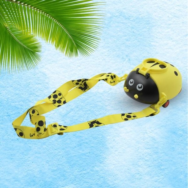 Cute Plastic Bug Shape Water Bottle with adjustable shoulder strap, 4 wheel & - Image 5