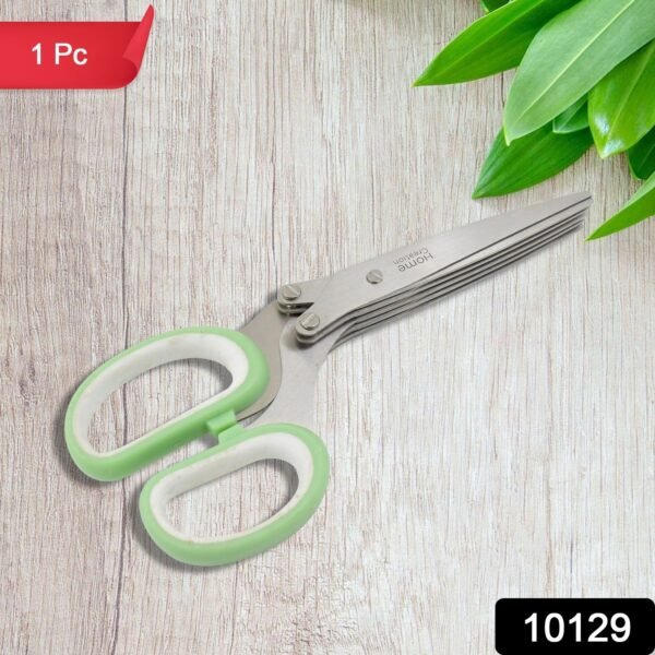Multifunction Vegetable Stainless Steel Herbs Scissor With 5 Blades (1 Pc) - Image 2