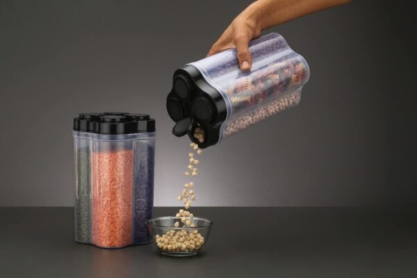 Plastic Lock Food Storage 4 Section Container Jar for Grocery, Fridge Container. - Image 5