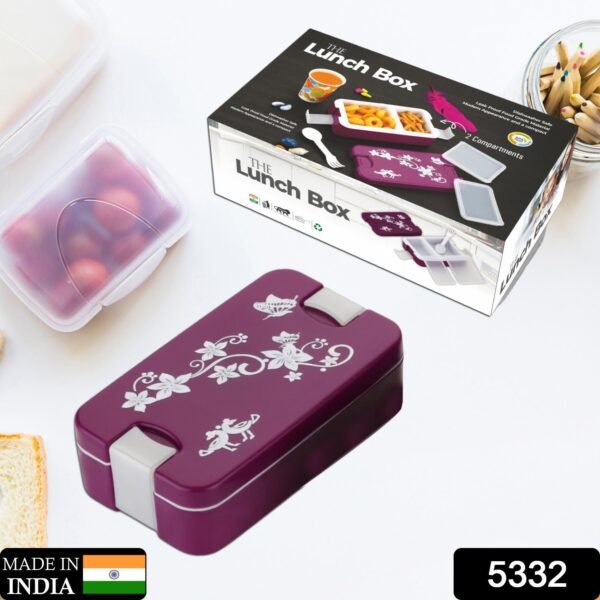 Leak-Proof Airtight Lunch Box with Spoon, 2 Compartments - Image 2