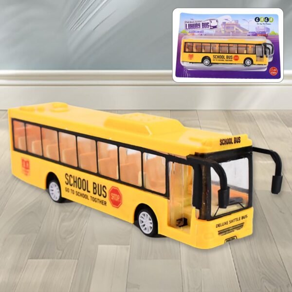 Inertia Bus Toys , High Simulation Yellow Fine Details Mini Bus Model Car Toys