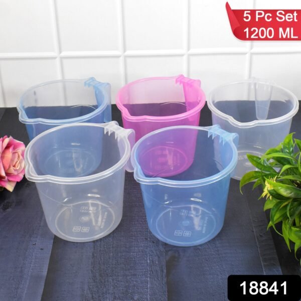 Plastic Round Transparent Bath Water Mug (5 pc / Mix colour / 1200 ML) - Image 2