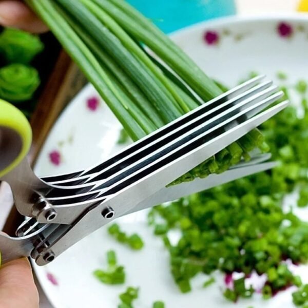 Multifunction Vegetable Stainless Steel Herbs Scissor With 5 Blades (1 Pc) - Image 4