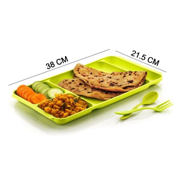4-Compartment Plastic Dish Set with Spoon & Fork ? Versatile Dinner & Pav Bhaji - Image 5
