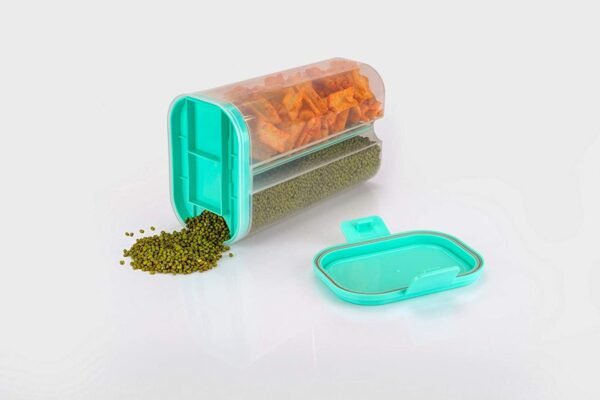 Plastic 2 Sections Air Tight Transparent Food Grain Cereal Storage Container (2 - Image 3