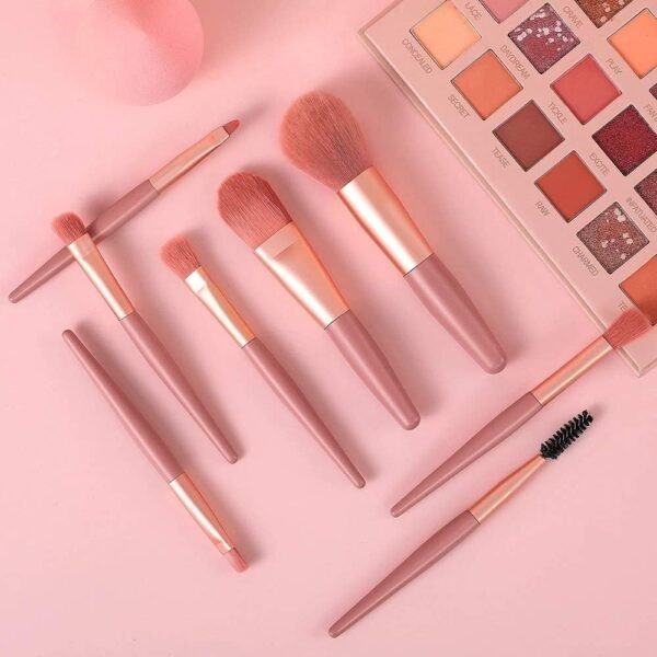 8-Piece Mini Makeup Brush Kit ? Portable Premium Synthetic Set with Case (Mix - Image 2