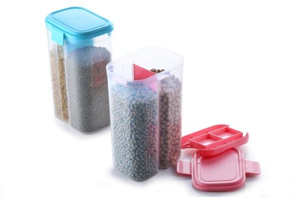 Plastic 2 Sections Air Tight Transparent Food Grain Cereal Storage Container (2 - Image 2