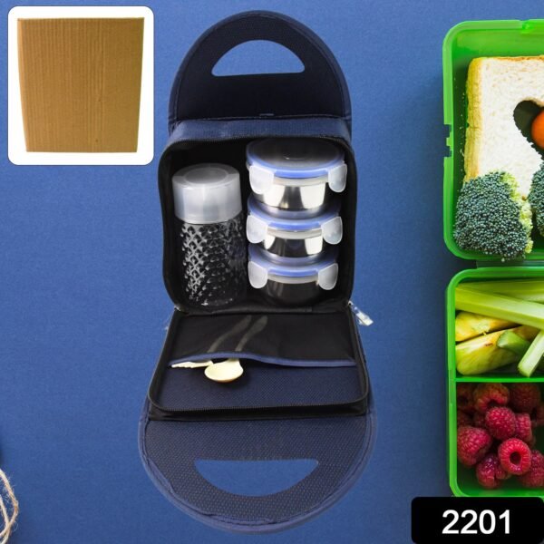 Compact Stainless Steel Airtight Lunch Box Set - 4 pcs (3 Leakproof Containers - Image 2