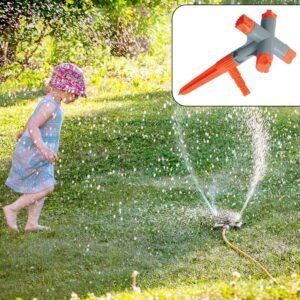 360? Rotating Garden Sprinkler ? Adjustable 4-Arm Lawn Water Sprayer