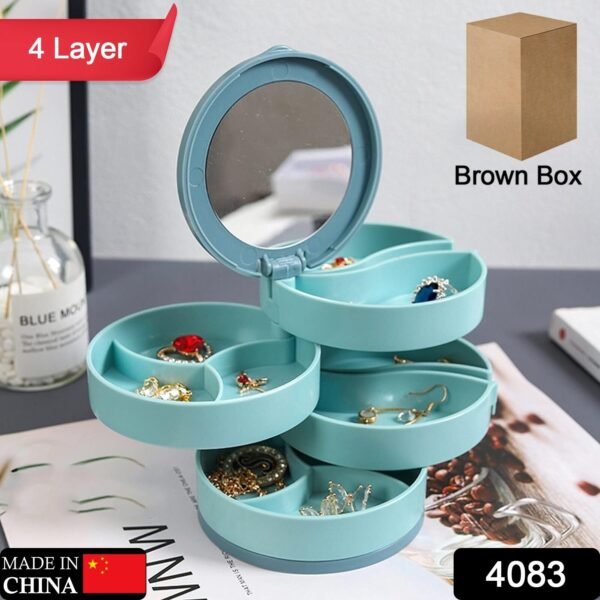 4 Layers Jewellery Box, 360 Degree Rotating Jewelry Box, Jewelry and Earring - Image 2