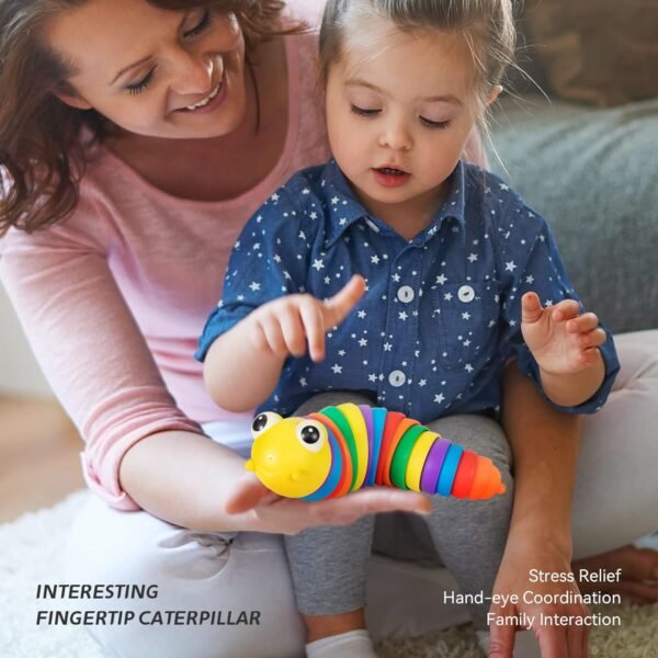 3D Rainbow Color Plastic Slug Fidget Toys, Stress Relieving Toy, Sensory Slug - Image 5