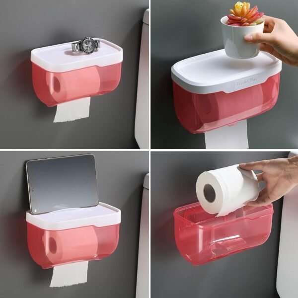 2-in-1 Bathroom Tissue Dispenser & Phone Holder (Self-Adhesive, Waterproof) - Image 3