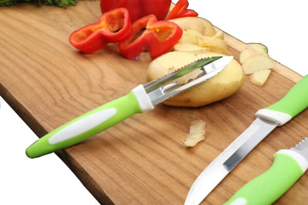 Stainless Steel Knife & Peeler Set with Stand - 6 Pcs - Image 4