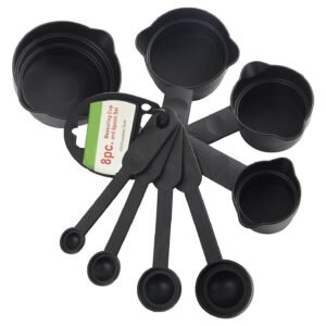 Plastic Measuring Cups and Spoons (8 Pcs, Black)