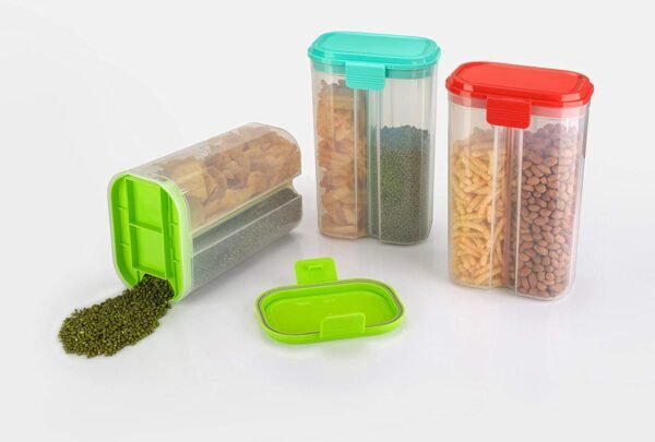 Plastic 2 Sections Air Tight Transparent Food Grain Cereal Storage Container (2 - Image 5