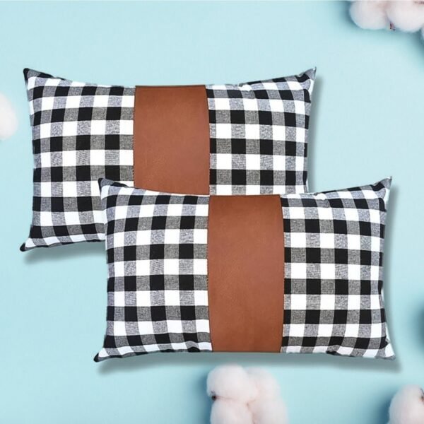 Pillow Covers, Leather & Cotton Cushion Covers (19  x  12 Inch / 1 Pair / 2 Pc) - Image 5